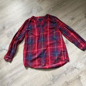 Tommy Hilfiger Red Plaid Casual peasant blouse